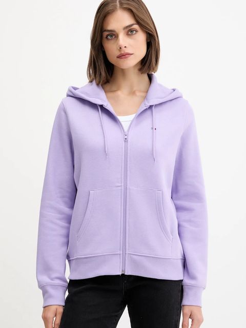 Tommy Jeans bluza damska kolor fioletowy z kapturem gładka DW0DW19729 - zdjęcie produktu nr 1