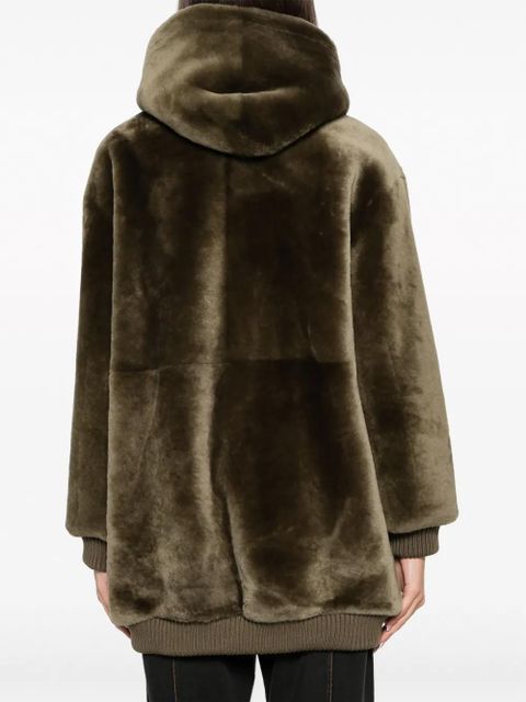 Yves Salomon hooded shearling coat - Green