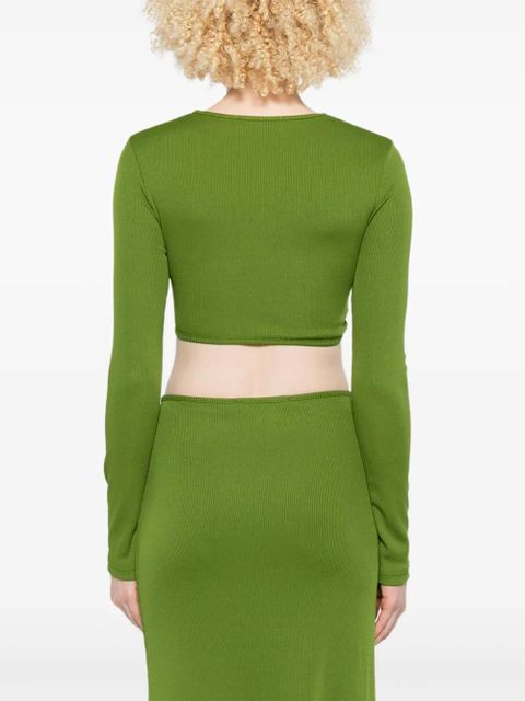Christopher Esber gathered-effect ribbed crop top - Green