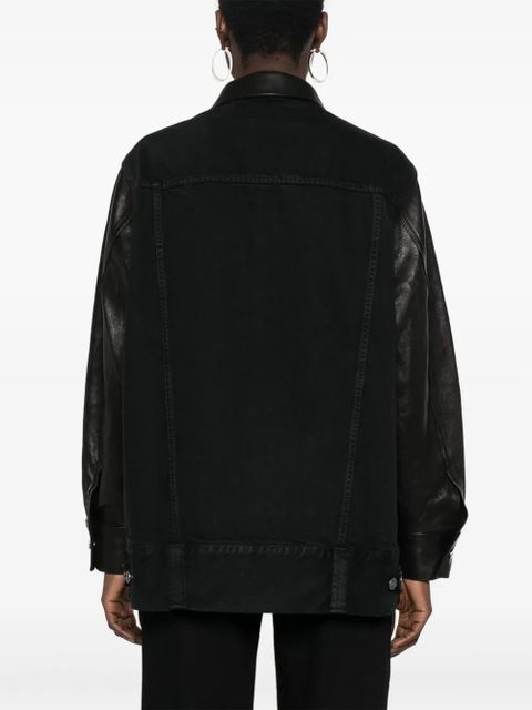 KHAITE Grizzo leather-panels denim jacket - Black