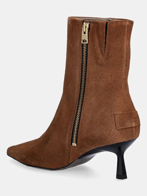 AllSaints botki zamszowe Vivian Suede Boot damskie kolor brązowy na szpilce W009FD - zdjęcie produktu nr 2