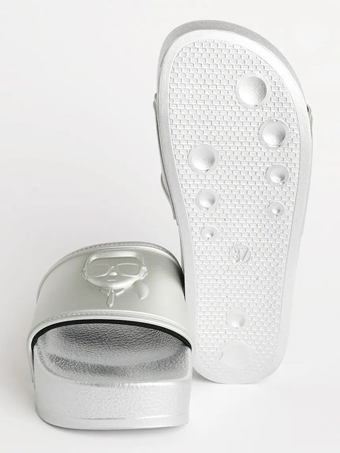 Karl Lagerfeld klapki KONDO MAXI damskie kolor srebrny na platformie KL80819M