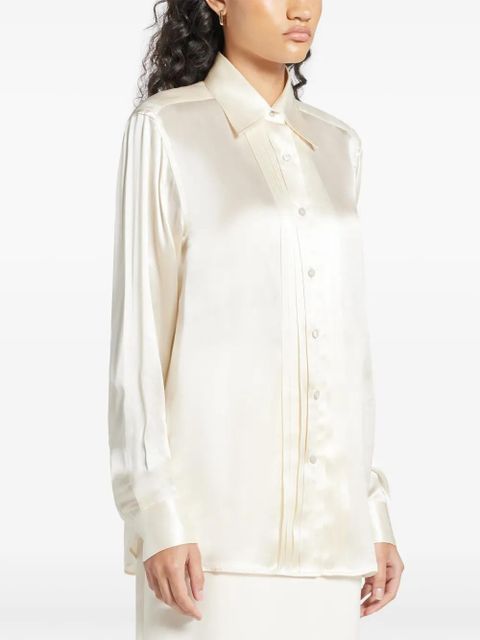 TOM FORD pintuck-detail silk shirt - White