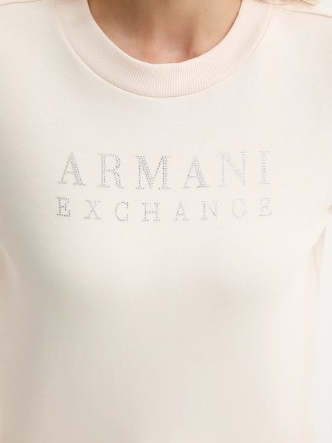 Armani Exchange bluza bawełniana damska kolor beżowy gładka XW000985 AF14284
