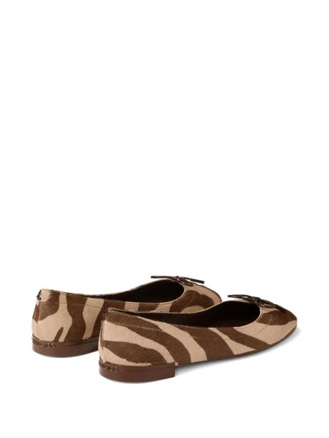 Jimmy Choo Scarlett zebra-print leather ballerina flats - Brown