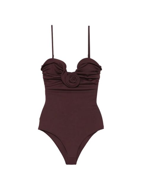 Magda Butrym ruffled flower-appliqué swimsuit - Red - zdjęcie produktu nr 1