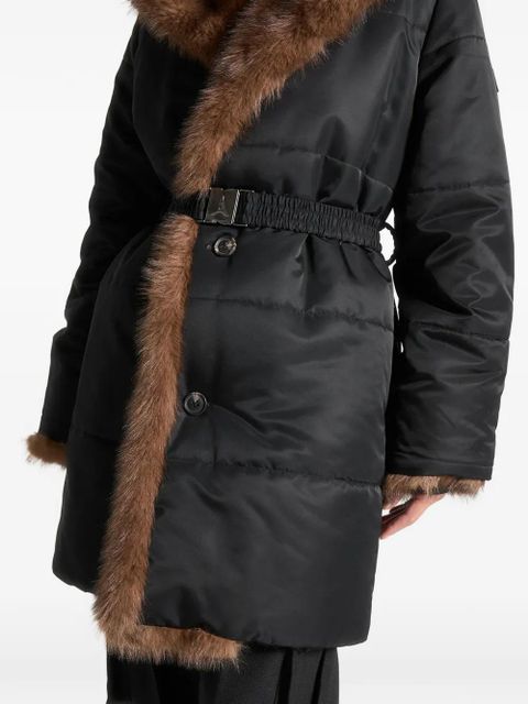 Manière De Voir Alima faux-fur belted coat - Black