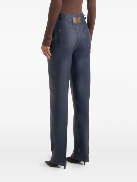 Manière De Voir Jana wax-effect boyfriend jeans - Blue