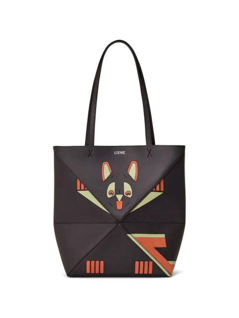 LOEWE x Louis Wain medium Futurist Cat Puzzle Fold graphic straps tote bag - Brown - zdjęcie produktu nr 1
