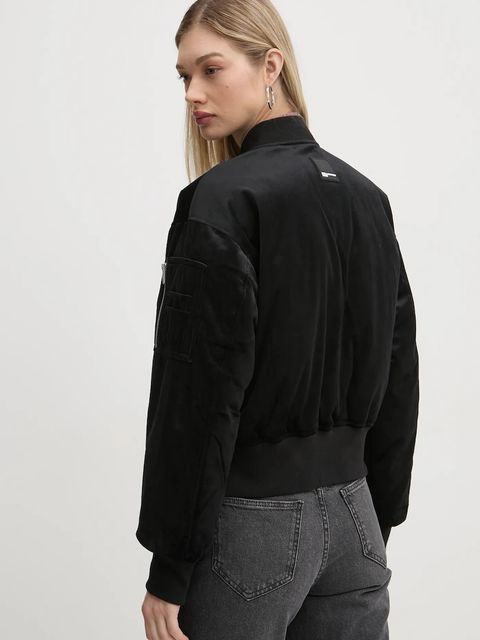 Karl Lagerfeld Jeans kurtka bomber damski kolor czarny zimowa oversize A1W15010