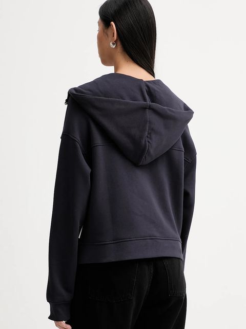 Marc O'Polo bluza bawełniana damska kolor granatowy z kapturem gładka 5000007531
