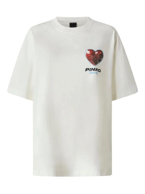 PINKO Surreal Love heart-snake print T-shirt - White - zdjęcie produktu nr 1