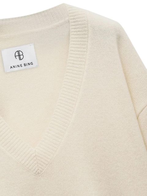 ANINE BING Lee V-neck cashmere jumper - White