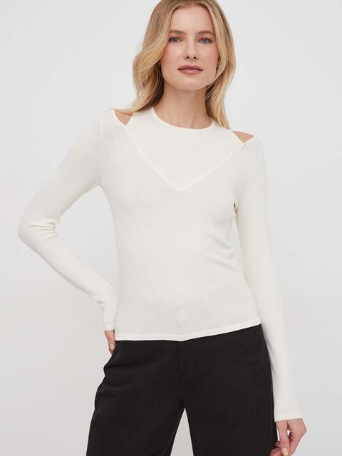 Sisley sweter damski kolor beżowy lekki