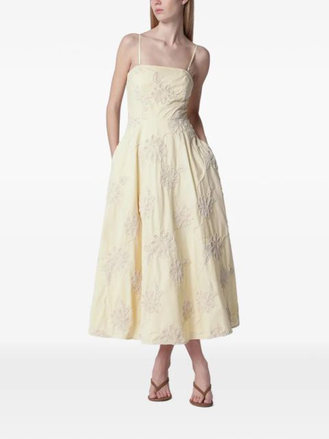 ROTATE BIRGER CHRISTENSEN floral-embroidered midi dress - Yellow - zdjęcie produktu nr 1