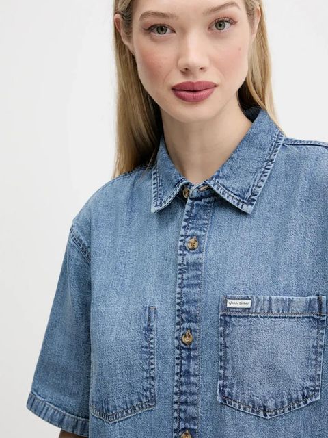 Guess Jeans sukienka jeansowa kolor niebieski mini prosta W5GK99 D5M81