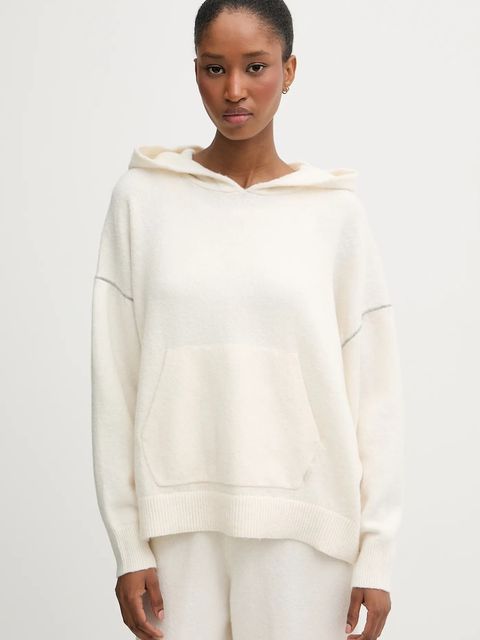 Calvin Klein Underwear sweter z domieszką wełny damski kolor beżowy LV00QS7568 - zdjęcie produktu nr 1