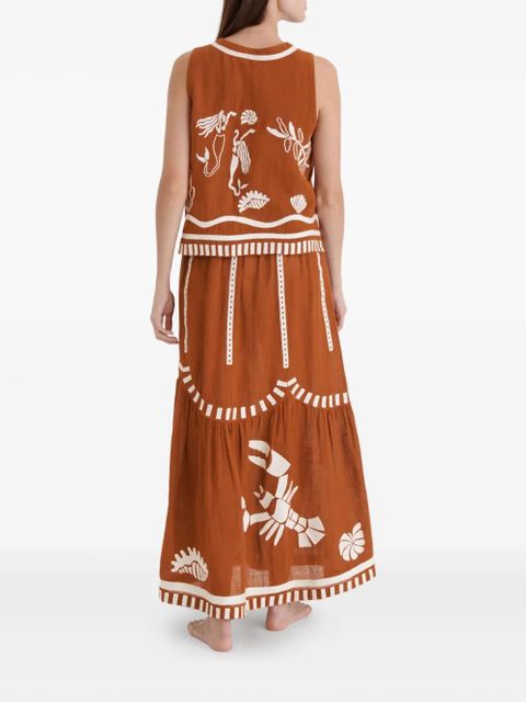 ERES Oursin embroidered sleeveless vest - Brown