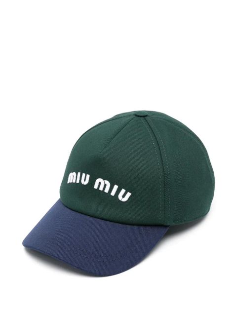 Miu Miu logo-embroidered cap - Green - zdjęcie produktu nr 1