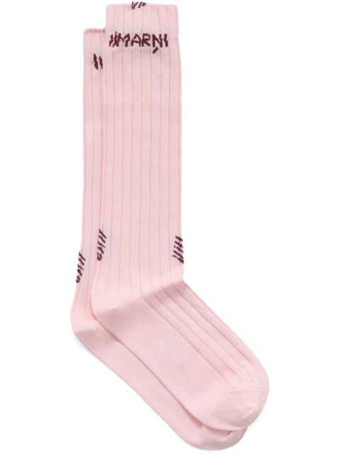 Marni logo-jacquard ribbed socks - Pink - zdjęcie produktu nr 1