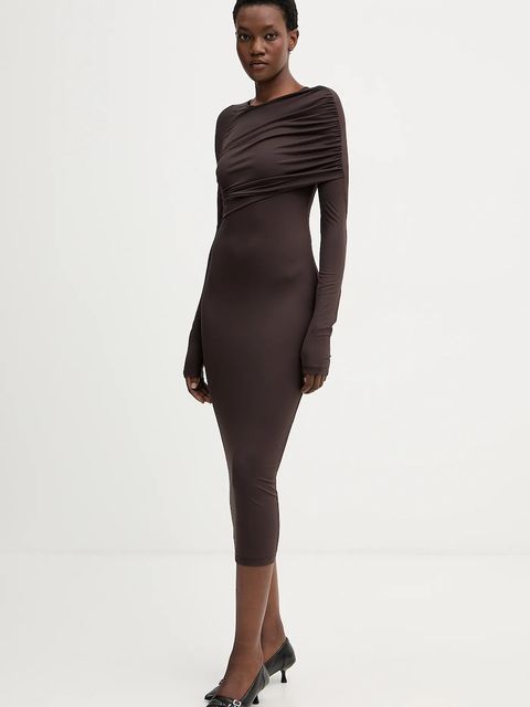 Aniye By sukienka kolor brązowy midi dopasowana 181294