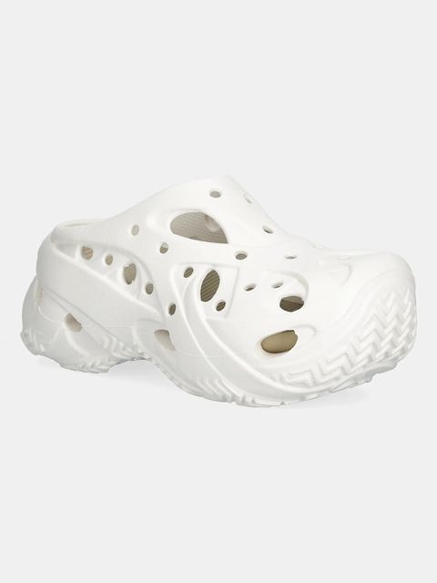 Crocs klapki Caged W Clog damskie kolor biały na platformie 211141