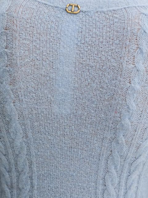 Twinset sweter z dodatkiem wełny damski kolor niebieski lekki 252TT3137