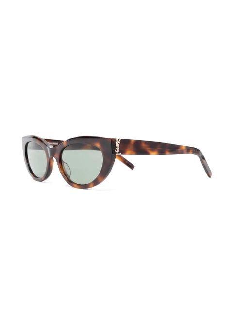 Saint Laurent Eyewear tortoiseshell logo-plaque sunglasses - Brown - zdjęcie produktu nr 2
