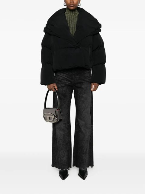 Diesel quilted high-neck jacket - Black