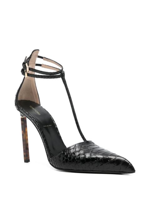 TOM FORD Printed Python T Strap Pumps - Black - zdjęcie produktu nr 2