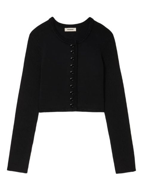 SANDRO ribbed button cardigan - Black - zdjęcie produktu nr 1
