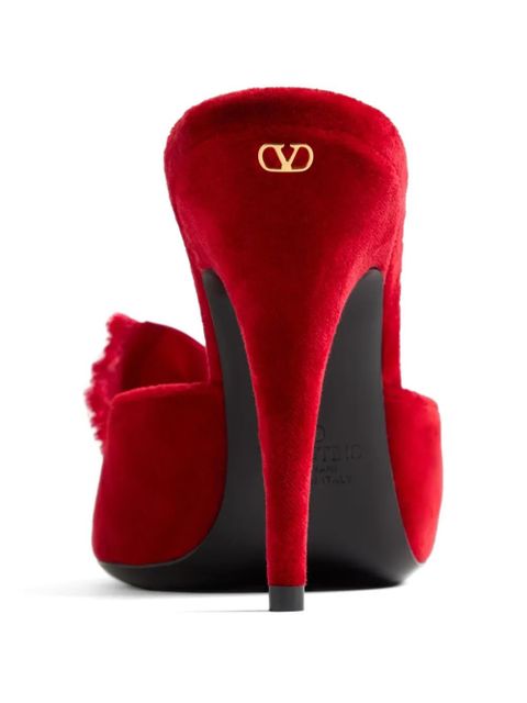 Valentino Garavani Marie A Velvet Slide Sandals 105mm - Red