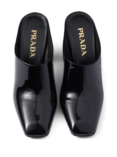Prada 85mm patent-leather mules - Black