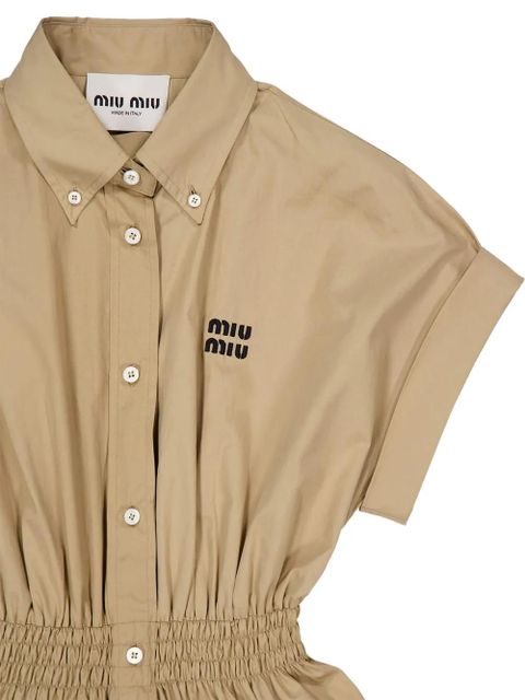 Miu Miu smocked waist shirt dress - Brown