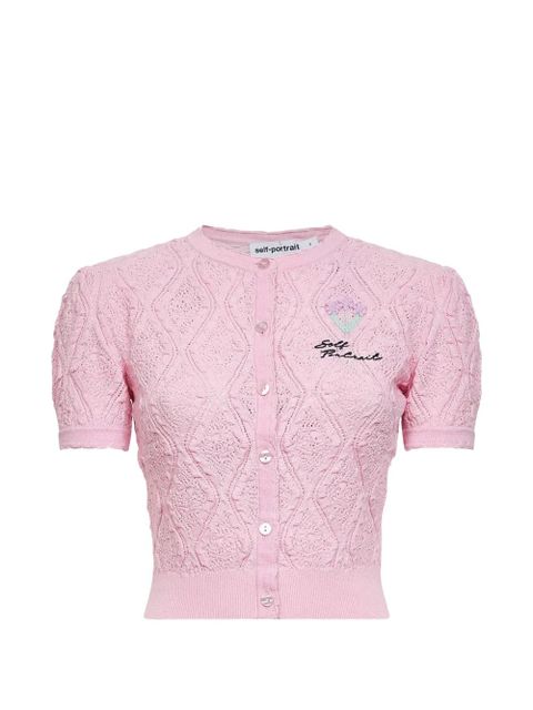 Self-Portrait flower embroidery cropped cardigan - Pink - zdjęcie produktu nr 1