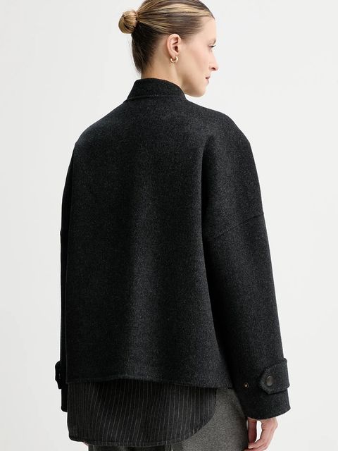 Sessun kurtka z dodatkiem wełny kolor szary przejściowa oversize 25112006