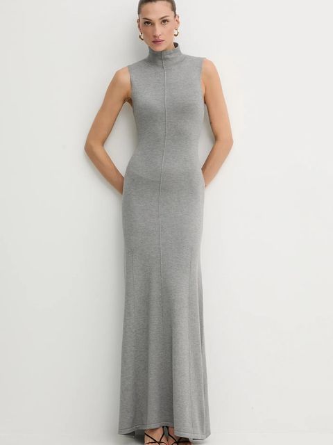 Bardot sukienka kolor szary maxi rozkloszowana 60085DB