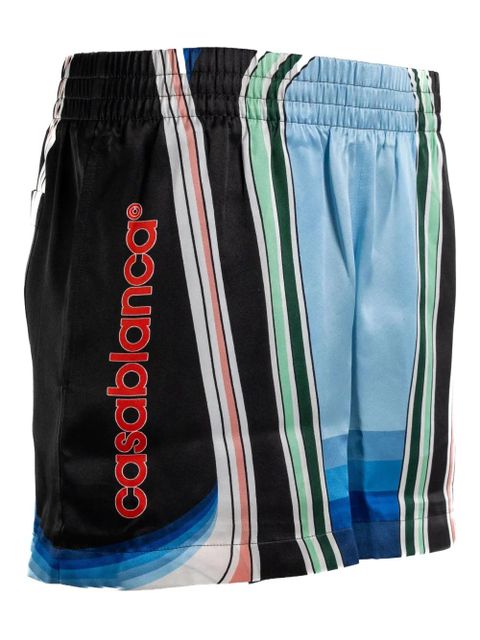 Casablanca graphic-pattern silk shorts - Black - zdjęcie produktu nr 1