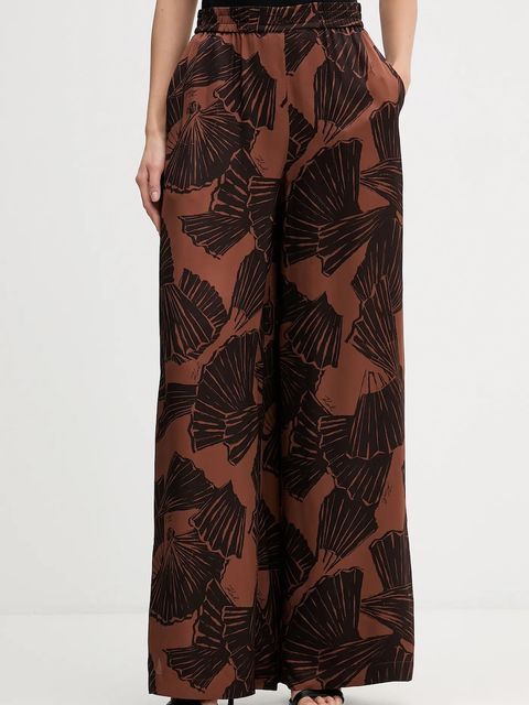 Karl Lagerfeld spodnie damskie kolor brązowy szerokie high waist B1W10013 - zdjęcie produktu nr 1