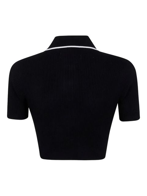 AMIRI embroidered ribbed-knit polo top - Black - zdjęcie produktu nr 2