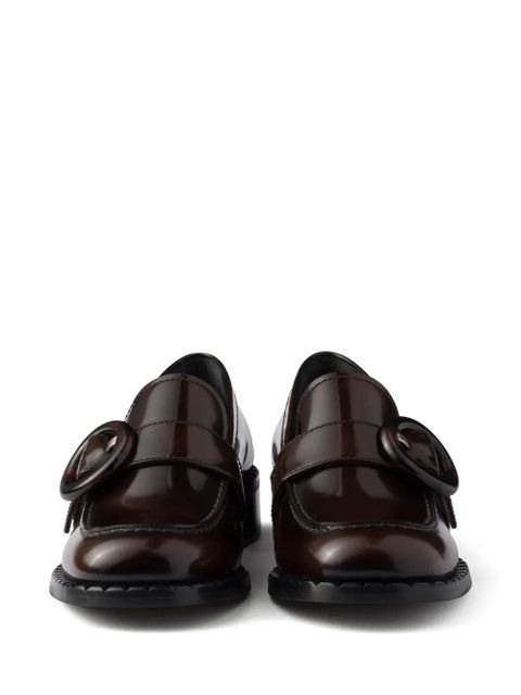 Prada brushed leather loafers - Brown