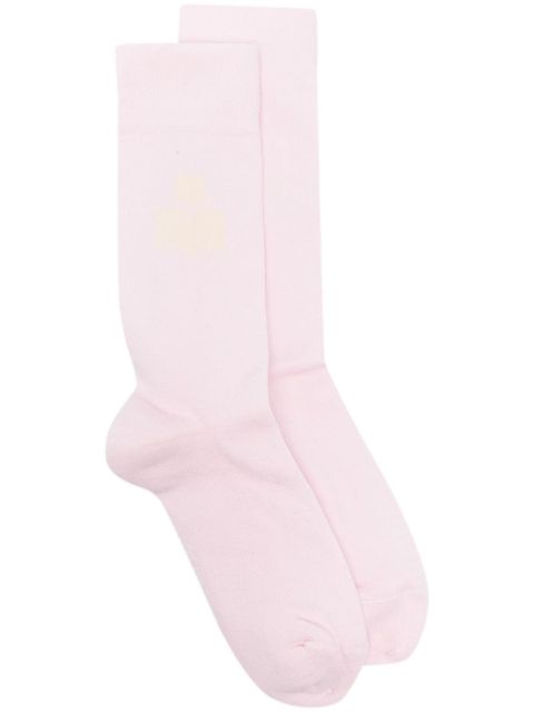 ISABEL MARANT Siloki logo-intarsia jersey socks - Pink