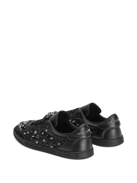 Dolce & Gabbana crystal-embellished leather sneakers - Black - zdjęcie produktu nr 2