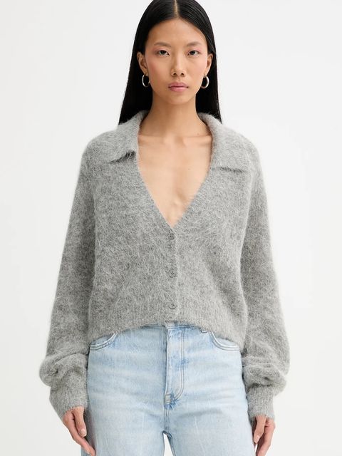 MUNTHE kardigan z dodatkiem wełny ROXAS damski kolor szary 254160225470 - zdjęcie produktu nr 1
