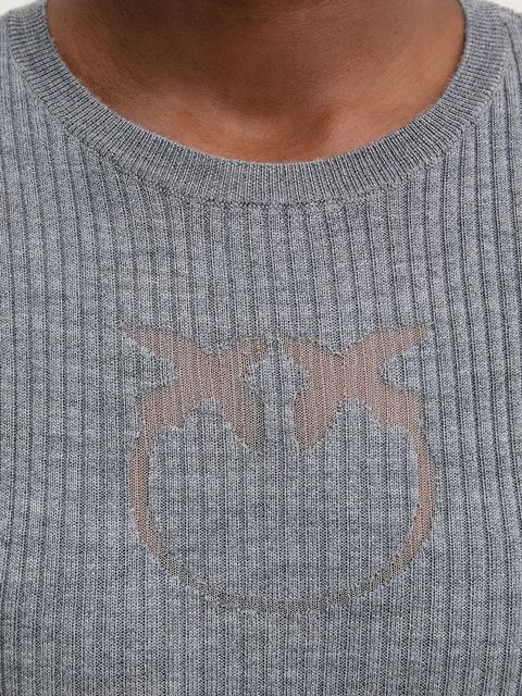Pinko sweter wełniany damski kolor szary lekki