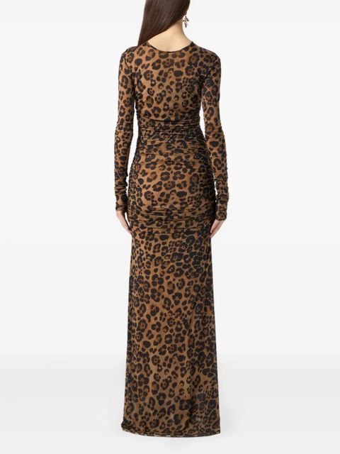 Blumarine leopard-print ruched dress - Brown