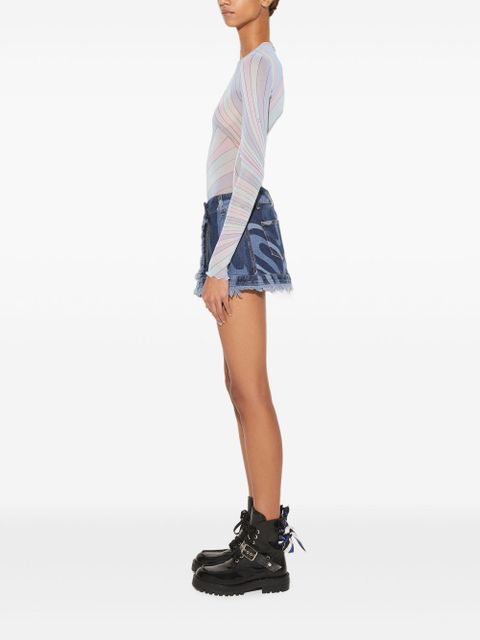 PUCCI Marmo-print denim mini skirt - Blue