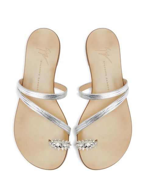 Giuseppe Zanotti Febe crystal-embellished leather sandals - Silver