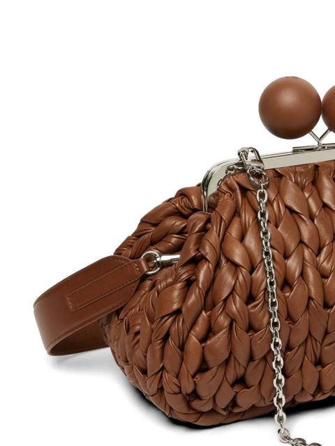 Weekend Max Mara medium Pasticcino leather woven bag - Brown