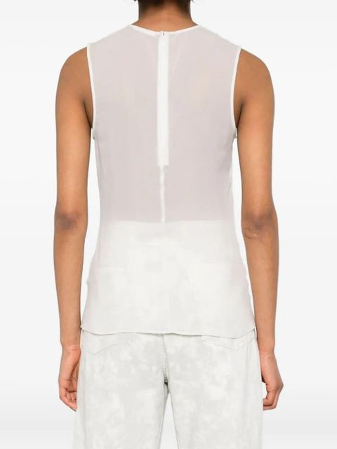 AMI Paris semi-sheer silk top - White